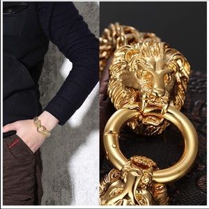 18k Gold Plated Double Lion Head Bracelet New